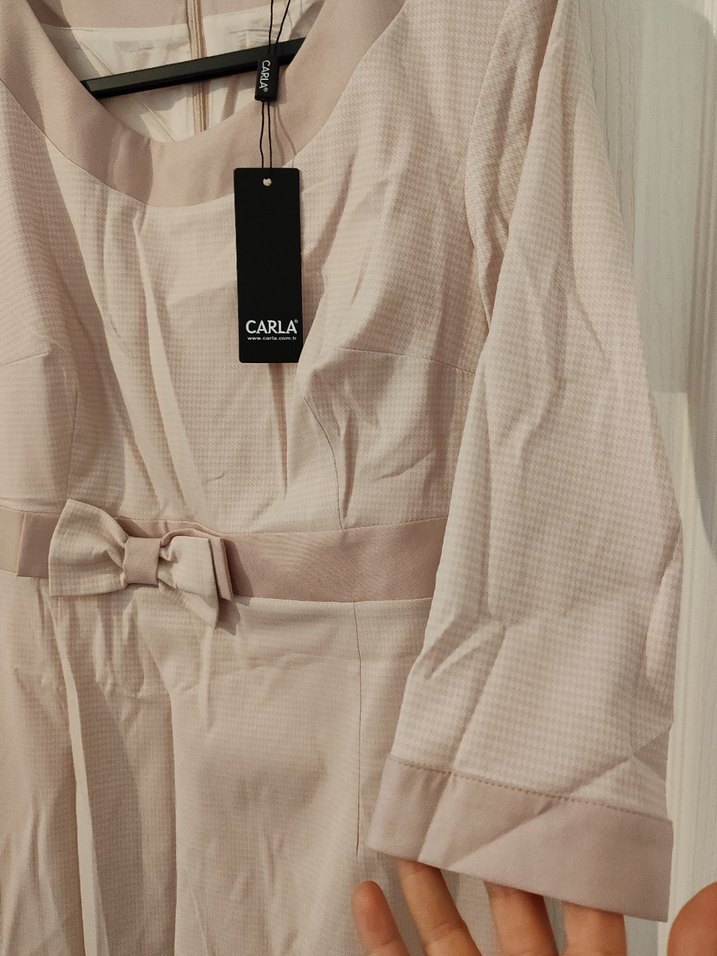 Pudra Midi Elbise - Görsel 5