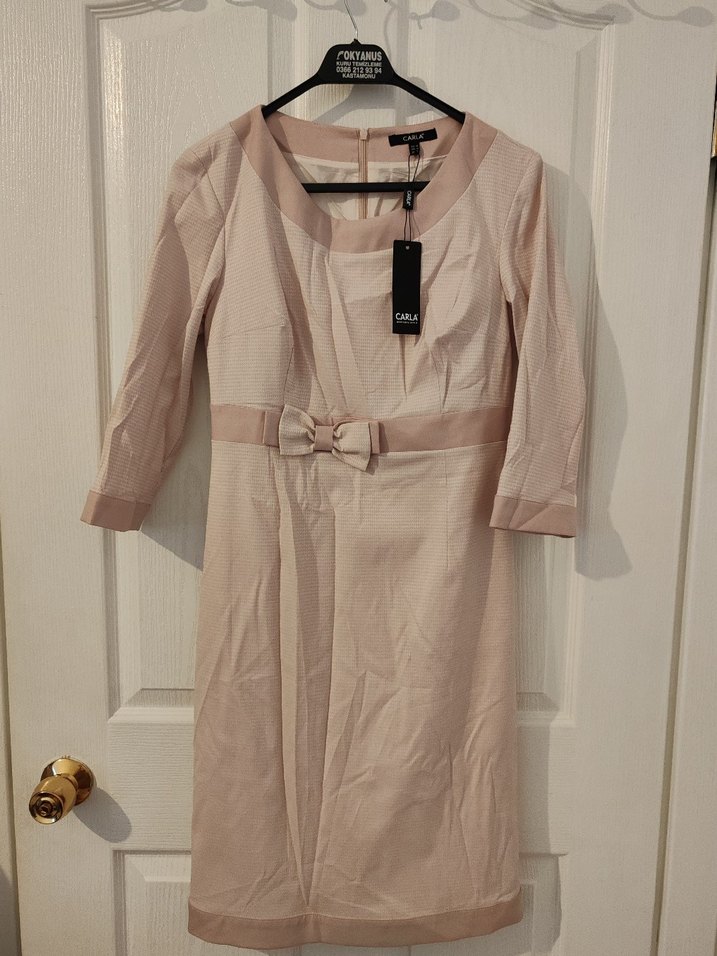 Pudra Midi Elbise - Görsel 3