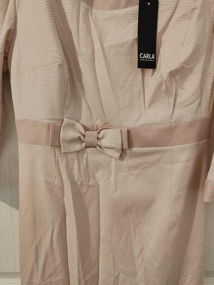 Pudra Midi Elbise - Görsel 4