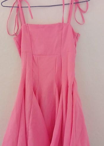 Pembe Straplez Midi Mezuniyet Elbisesi - Görsel 3