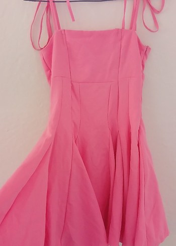 Pembe Straplez Midi Mezuniyet Elbisesi - Görsel 4