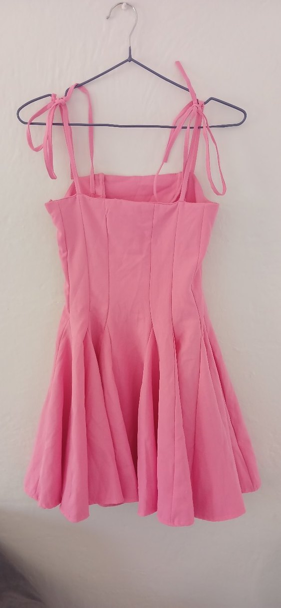 Pembe Straplez Midi Mezuniyet Elbisesi - Görsel 5