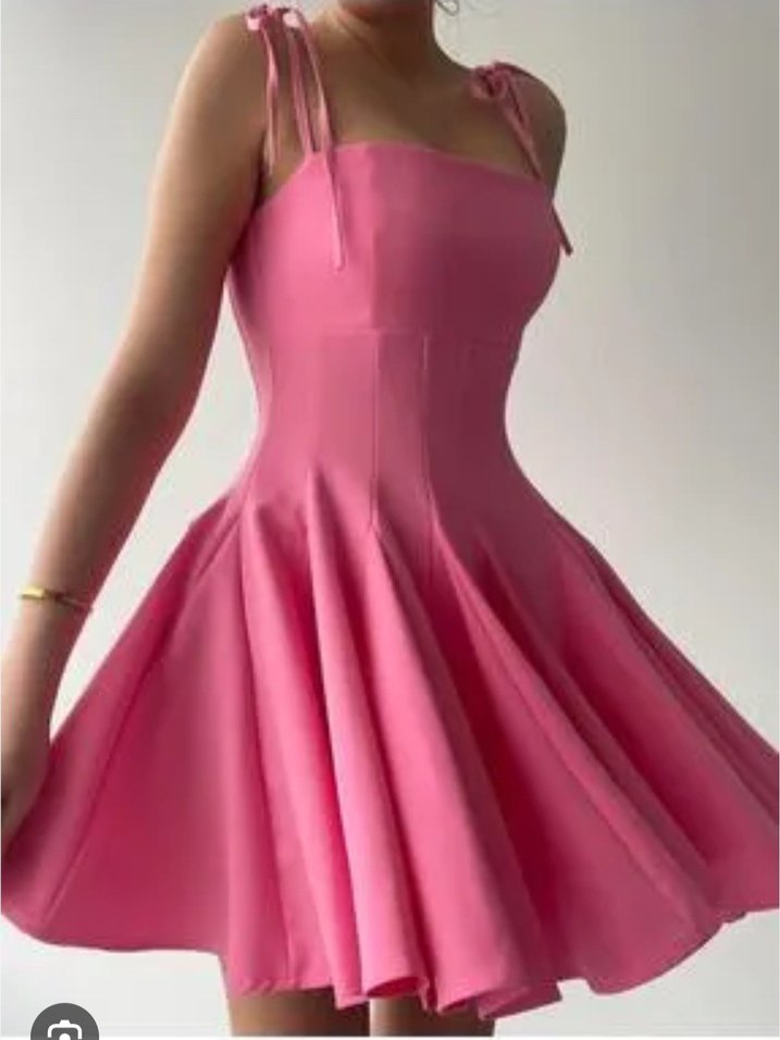 Pembe Straplez Midi Mezuniyet Elbisesi - Görsel 2