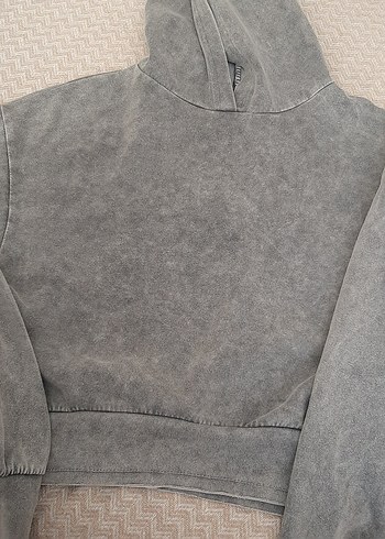 m Beden Gri Kadın Sweatshirt şapkalı