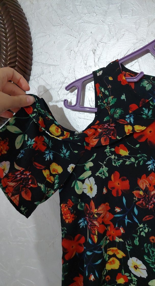 Çiçek Desenli Bohem Midi Elbise - Görsel 3