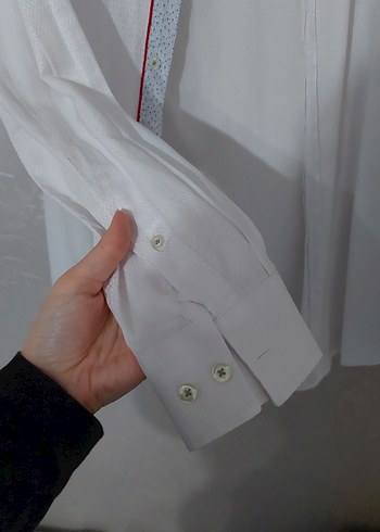 Düğmeli Pamuklu Beyaz Erkek Gömlek - Görsel 3