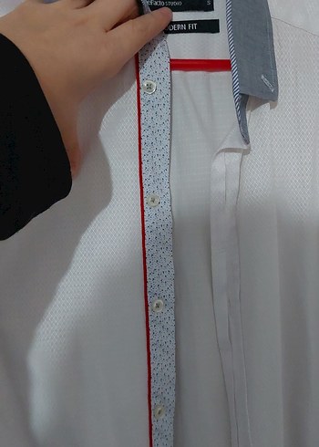 Düğmeli Pamuklu Beyaz Erkek Gömlek - Görsel 4