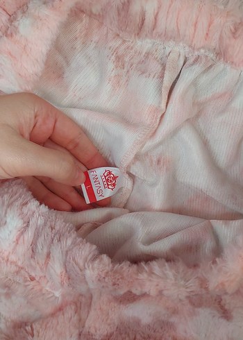 Kadın Pembe Batik Desenli Peluş Eşofman - Görsel 2