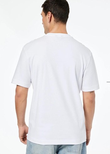 Erkek Beyaz Pamuklu Regular Fit Tişört - Görsel 4
