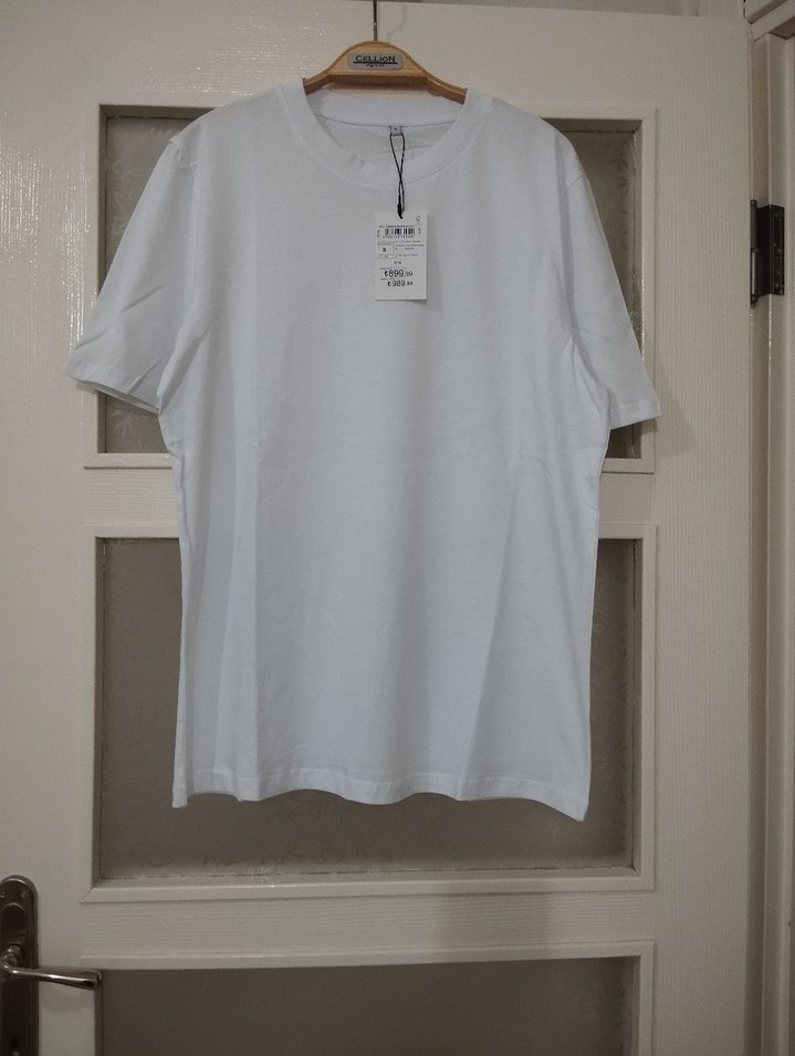 Beyaz Pamuklu Kısa Kollu Tişört - Görsel 2