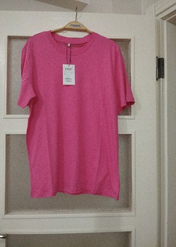 Pembe Kadın Kısa Kollu Basic Tişört - Görsel 2