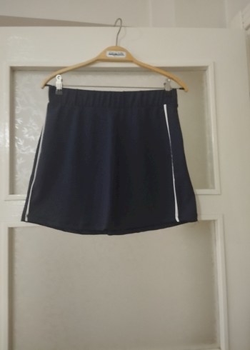 Mavi Yüksek Bel Mini Spor Etek - Görsel 4