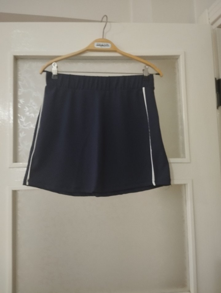 Mavi Yüksek Bel Mini Spor Etek - Görsel 4