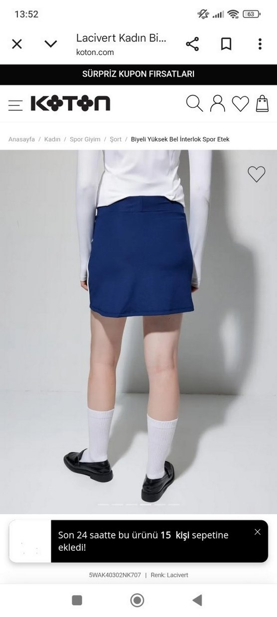 Mavi Yüksek Bel Mini Spor Etek - Görsel 3