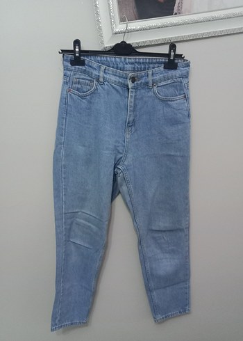 Kadın Mavi Normal Boy Rahat Kesim Denim Jean