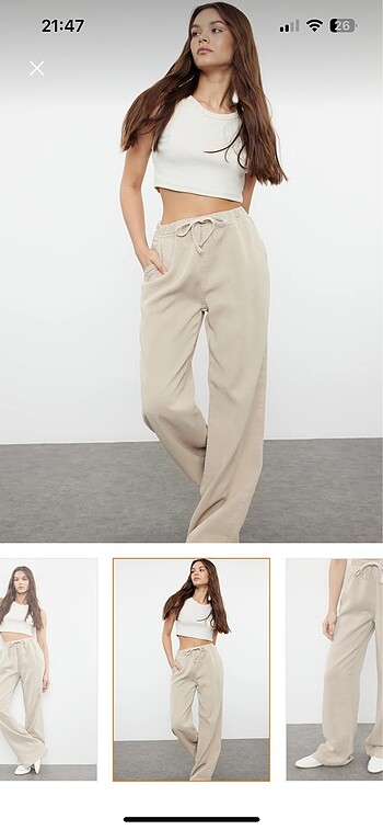 Trendyol & Milla Bej 0 Tencel pantolon