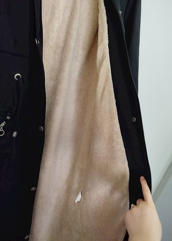 Siyah Uzun Kadın Kemerli Ceket - Görsel 3