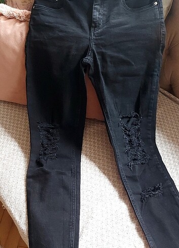 Mango siyah strech yırtık jeans