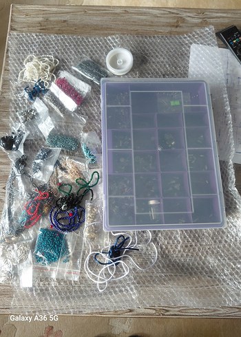 Mor Çok Bölmeli Takı Kutusu ve malzemeleri - Görsel 3