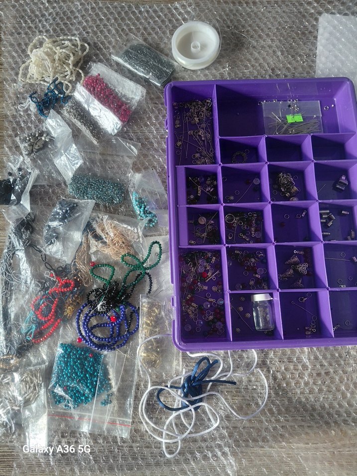 Mor Çok Bölmeli Takı Kutusu ve malzemeleri - Görsel 2