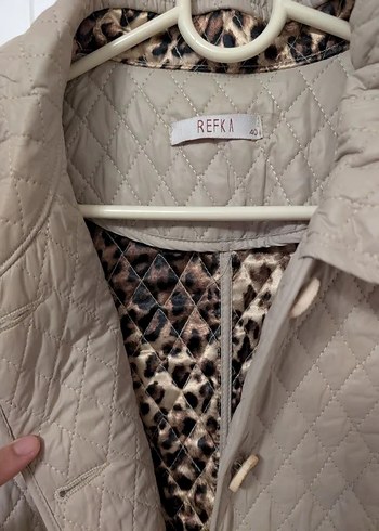 Leopar Desenli Kadın Bej Uzun Ceket - Görsel 4