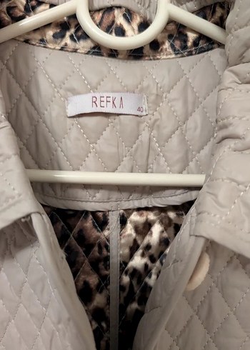 Leopar Desenli Kadın Bej Uzun Ceket - Görsel 5