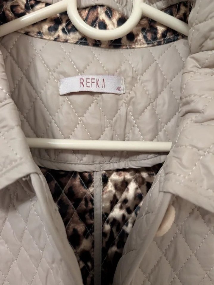 Leopar Desenli Kadın Bej Uzun Ceket - Görsel 5