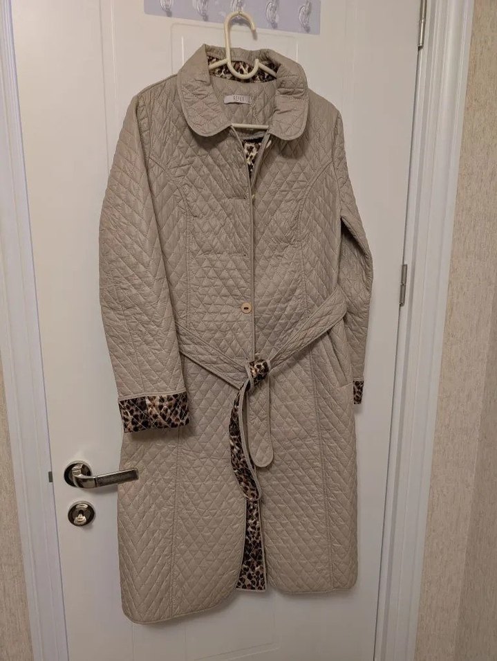 Leopar Desenli Kadın Bej Uzun Ceket - Görsel 2