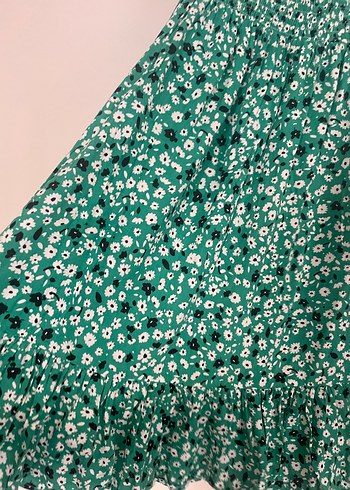 Yeşil Çiçek Desenli Uzun Bohem Elbise - Görsel 2