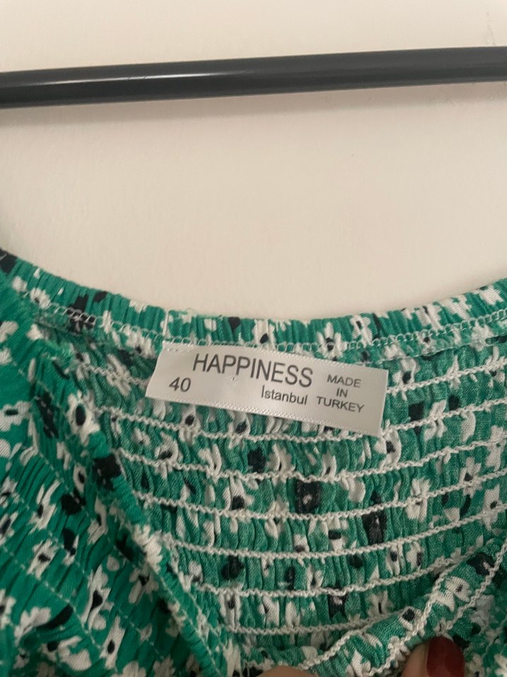 Yeşil Çiçek Desenli Uzun Bohem Elbise - Görsel 3