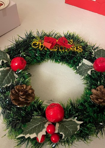 Kırmızı Süslemeli Noel Çelengi - Görsel 3