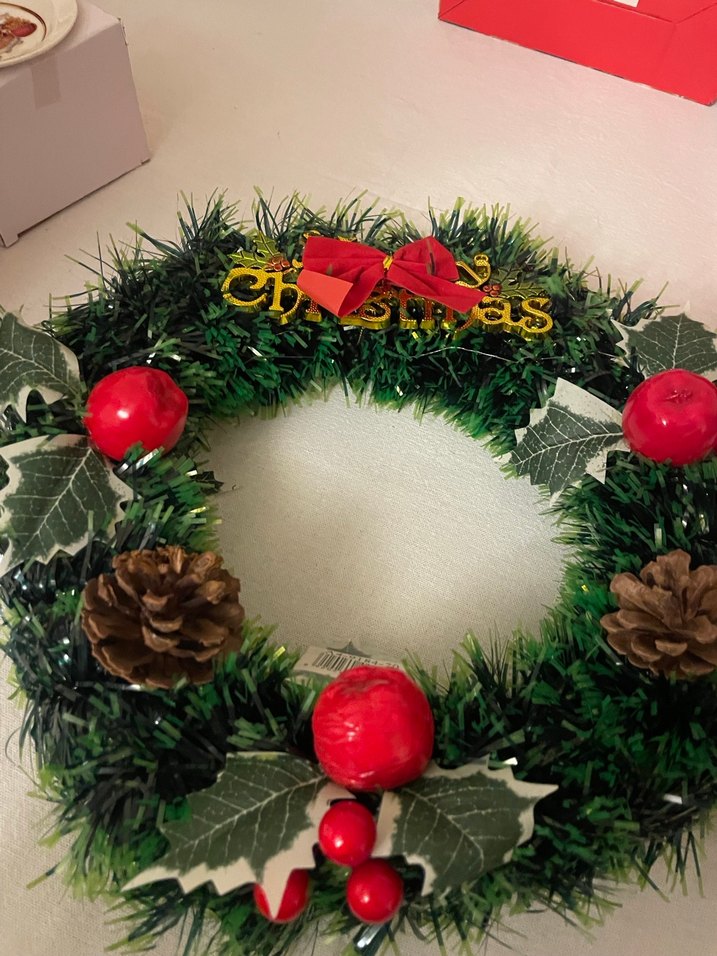 Kırmızı Süslemeli Noel Çelengi - Görsel 3