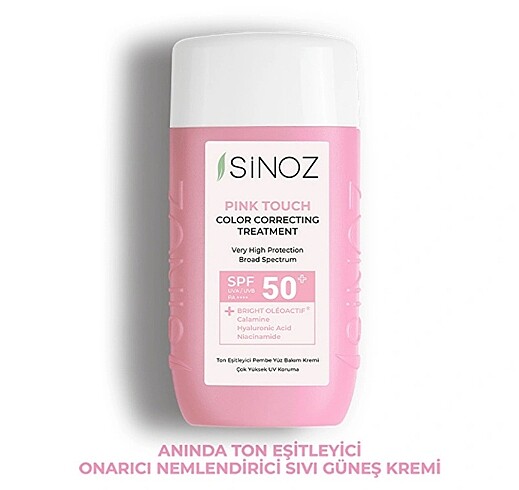 Sinoz pembe ton eşitleyici sıvı güneş kremi