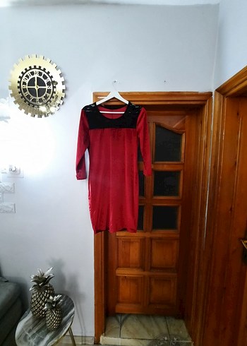 Kırmızı Süet Uzun Kollu elbise