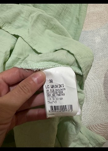 38 Beden Yeşil Uzun Keten Elbise