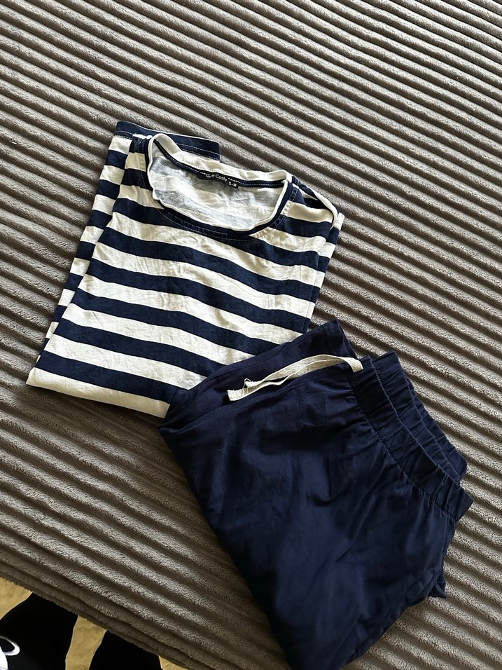 Erkek Mavi Çizgili Kısa Kollu Pijama Takımı - Görsel 3