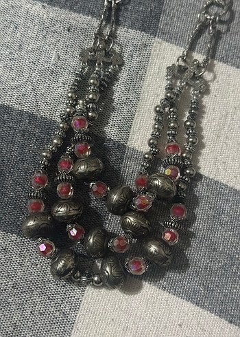 Diğer Bordo Boncuklu Uzun Bohem Gotik Kolye