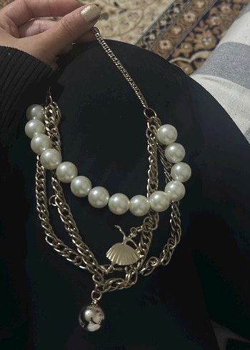 Diğer Parisian Tarzı Zincir Detaylı Altın Kolye