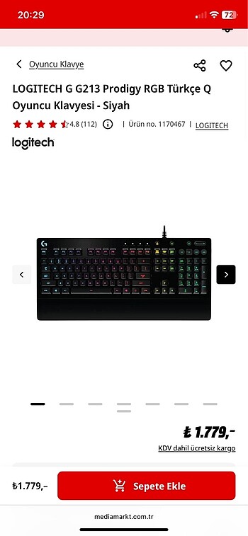 logitech G213 Klavye