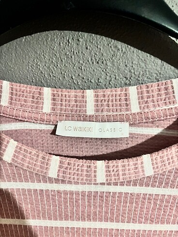 m Beden Beyaz çizgili pembe tunik