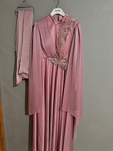 Pembe pelerin kol abiye