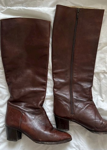 American Vintage Kahverengi Deri Dizüstü Kadın Çizme