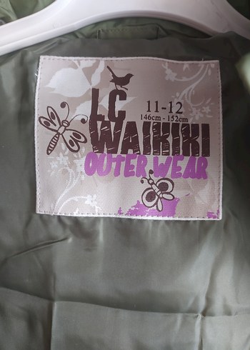 kız çoçuğu  Uzun Yeşil Düğmeli Kış Montu - Görsel 2