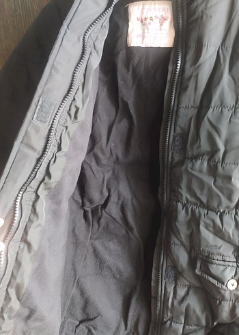 Gri Kapüşonlu kız çoçuk montu - Görsel 3