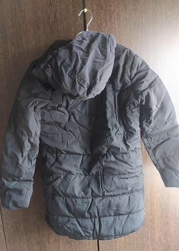 Gri Kapüşonlu kız çoçuk montu - Görsel 4