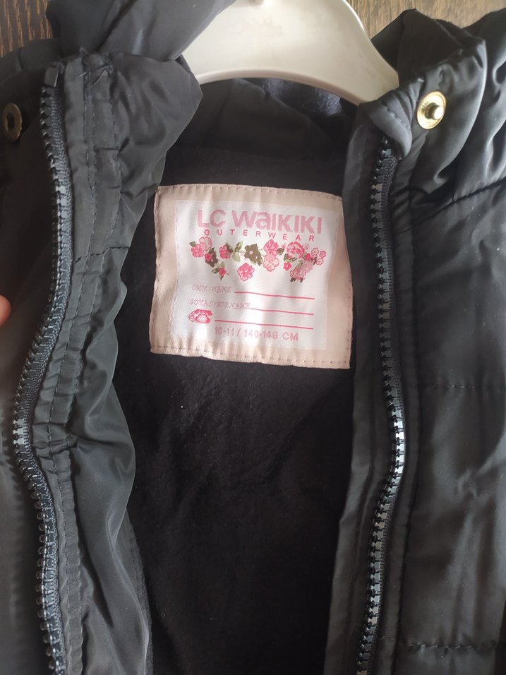 Gri Kapüşonlu kız çoçuk montu - Görsel 2