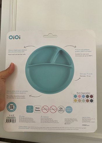 OiOi Gri Silikon Vakumlu Çocuk Tabak Seti