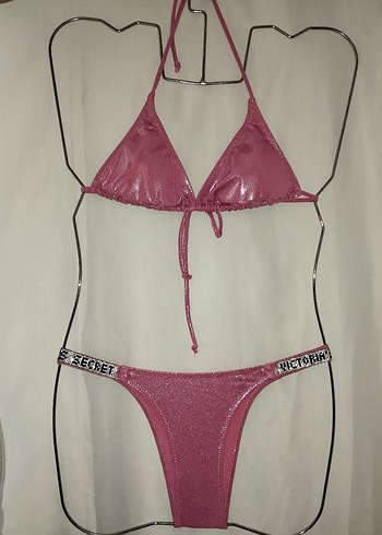 Victoria pembe Parlak Payetli Mini Bikini