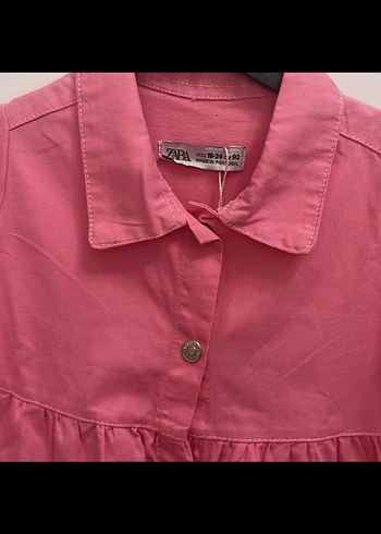 Kız Çocuk Pembe Düğmeli Keten Bluz