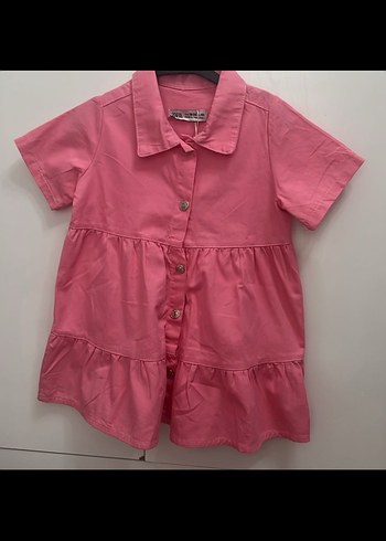 Zara Kız Çocuk Pembe Düğmeli Keten Bluz